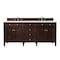 James Martin Vanities Brittany 72in Double Vanity, Burnished Mahogany w/ 3 CM Eternal Marfil Quartz Top 650-V72-BNM-3EMR - alternate 1